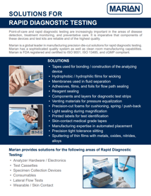 1 Page Guide: Solutions for Rapid Diagnostic Testing